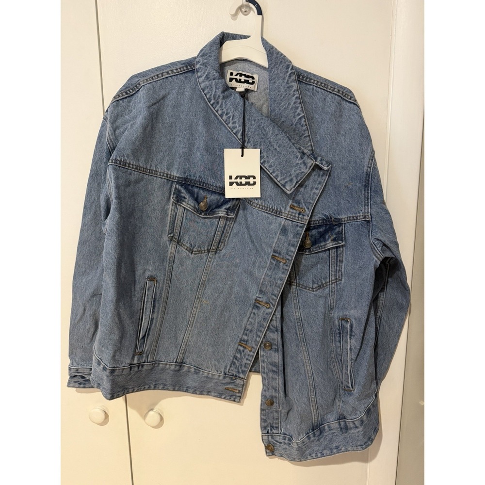 KBB by KAHLANA Women 'The Denim Jacket' Size Large Asymmetrical Light Wash - Picture 5 of 11